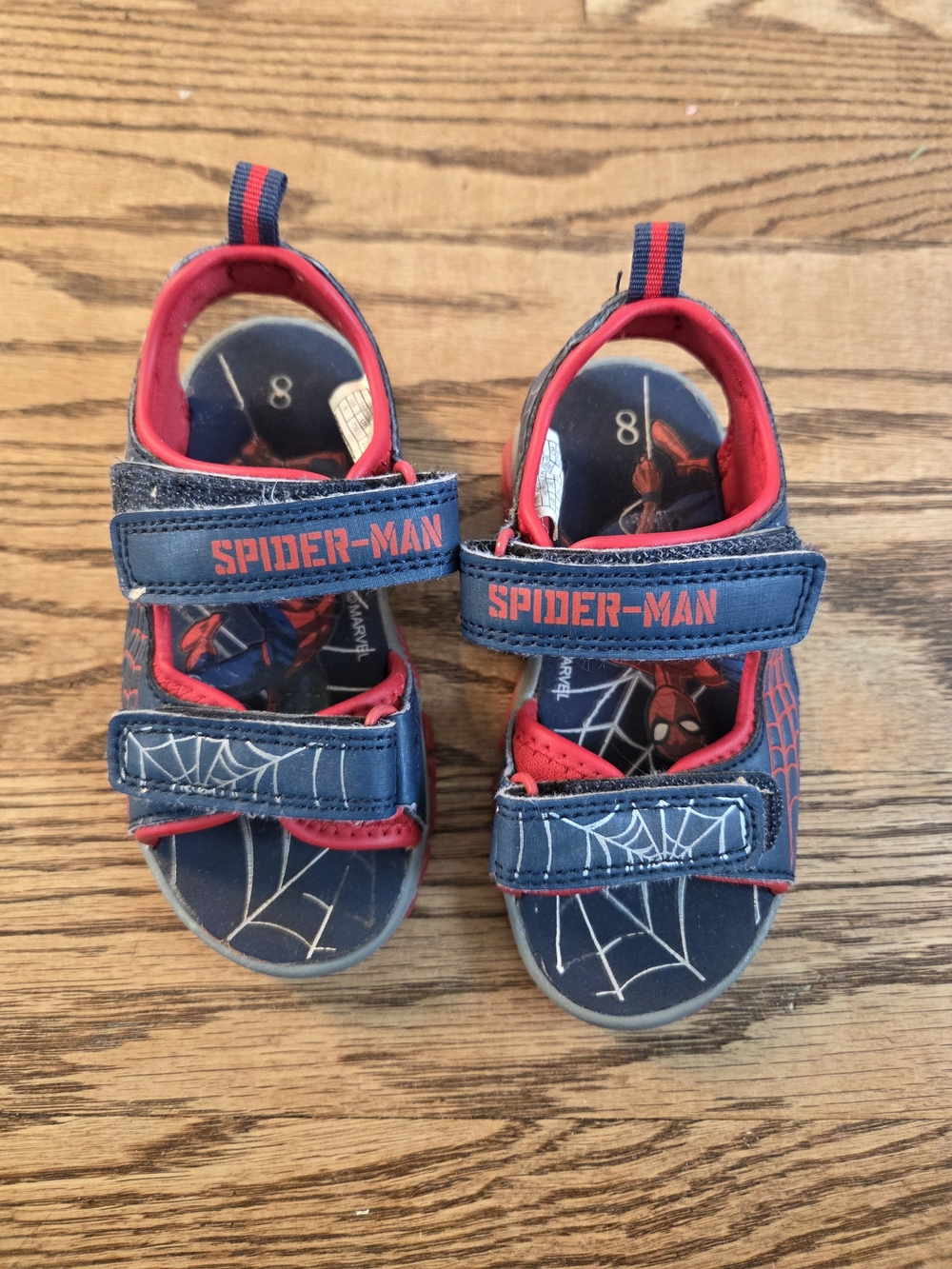 Spiderman - Red & Navy Blue - Toddler Velcro Sandals - US Size 8